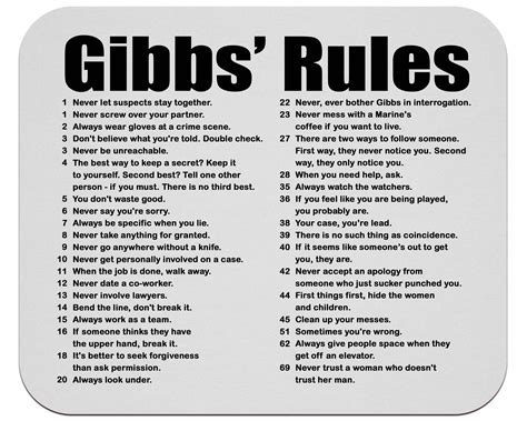 Gibbs Rules Printable